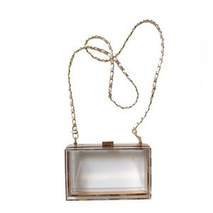Transparent Gold Chain Stadium Bag Clutch
